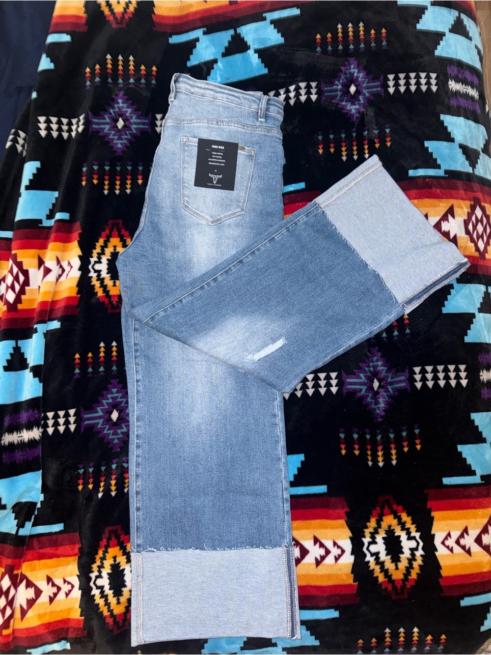 Women’s wide leg cuffed jeans